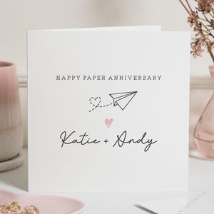Tarjeta de aniversario de 1 año, tarjeta de primer aniversario, tarjeta de primer aniversario de bodas, tarjeta de aniversario de bodas de un año, regalo de aniversario en papel