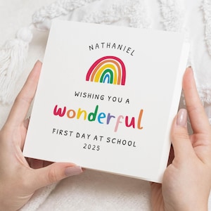First Day At School Card, Personalised Rainbow Card, Good Luck Card For Kids, Back To School Card, First Day Card For Boy Or Girl