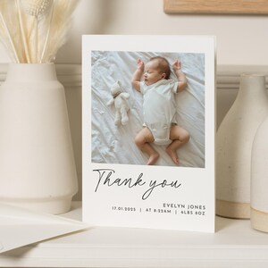 Tarjeta de agradecimiento para recién nacido, tarjetas de agradecimiento personalizadas para bebé, tarjetas de agradecimiento por bautizo, tarjetas de agradecimiento con fotos para bebé niño, tarjetas de agradecimiento para bebé niña recién nacida