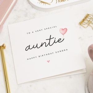 Cartão de aniversário da tia, cartão de aniversário personalizado para a tia, cartão de aniversário especial para a tia, presente de aniversário para a tia, para ela, cartão fofo para a tia