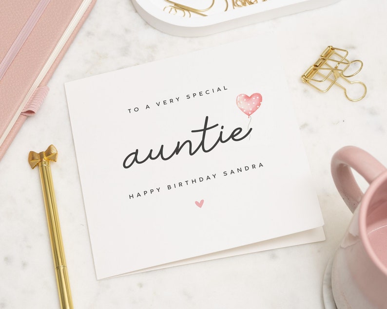 Carte d'anniversaire tante, carte d'anniversaire personnalisée pour tante, carte d'anniversaire spéciale tante, cadeau d'anniversaire tante, pour elle, jolie carte tante image 1