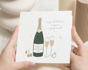 Personalised Engagement Card, Engagement Card for Couple, Congratulations on Your Engagement Card, Champagne Engagement Card