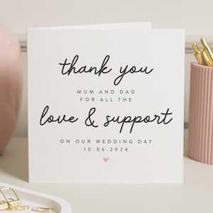 Cartão de agradecimento para mamãe e papai no dia do meu casamento, Obrigado, mamãe e papai, Obrigado, pais, no dia do meu casamento, Obrigado personalizado para o papai, para a mamãe