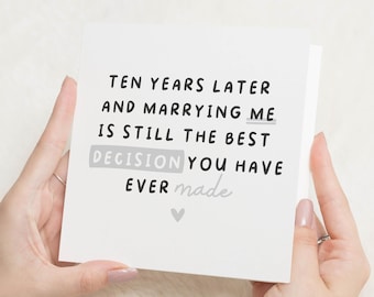 10 Year Anniversary Card For Husband, Wife 10th Anniversary Card, Tin Anniversary Card, 10 Year Wedding Anniversary Gift, Funny Anniversary