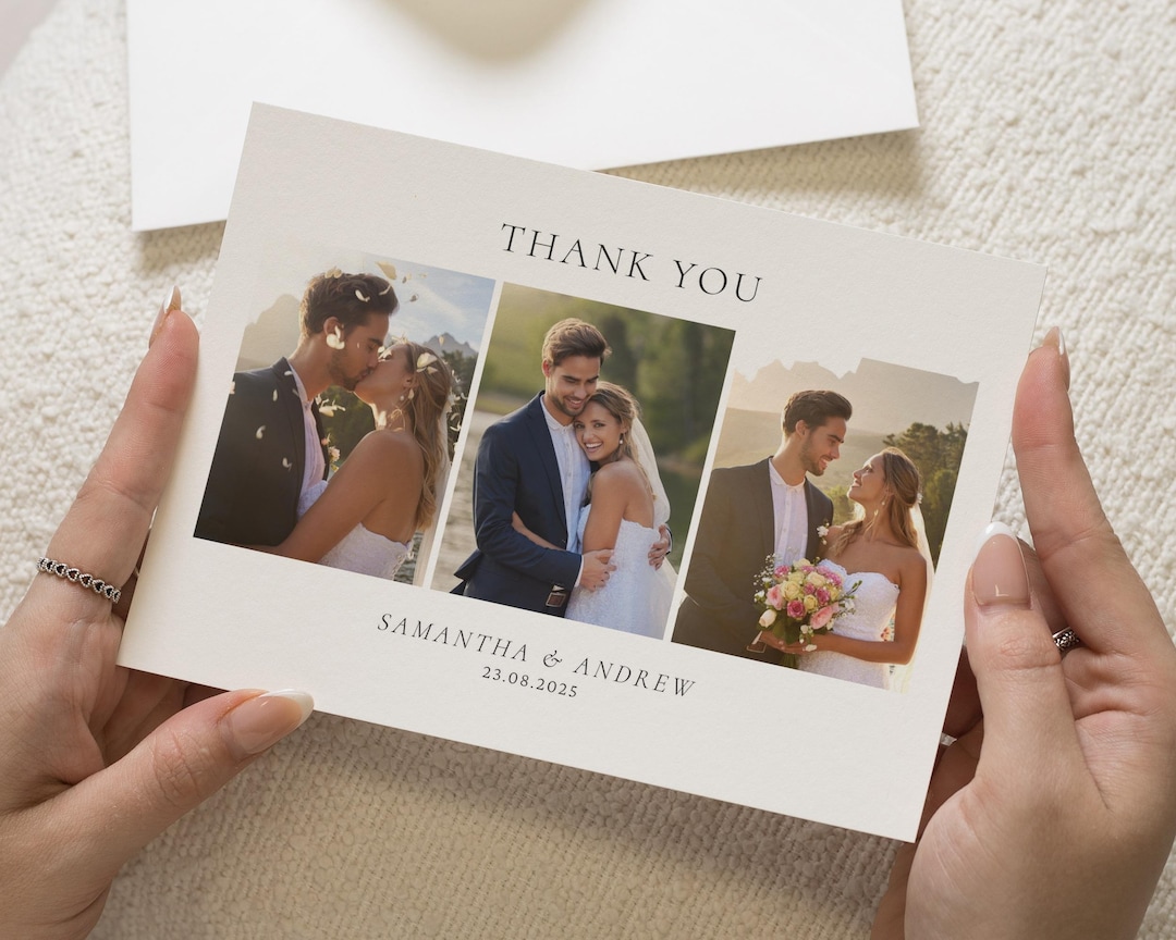 Personalised Wedding Thank You Card, Photo Wedding Thank You Card ...