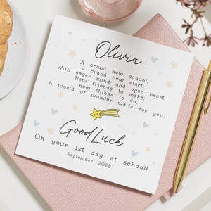 Biglietto di auguri per la scuola, biglietto per il primo giorno di scuola, biglietto di auguri personalizzato, biglietto di auguri per bambina, biglietto per il primo giorno di scuola