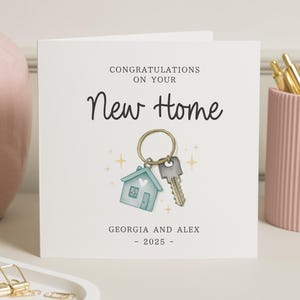 Nieuwe thuiskaart, gepersonaliseerde nieuwe thuiskaart, housewarmingkaart, nieuwe thuiskaart voor stel, gefeliciteerd kaart, aangepaste verhuiskaart