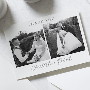 Hochzeit Dankeskarten, Postkarte Dankeskarten Landschaft, Personalisierte Dankeskarten Hochzeit, Mit Foto, Gefaltete Danksagungskarten