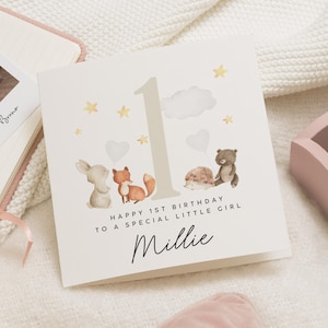 Carte 1er anniversaire fille, première carte d'anniversaire pour fille, carte 1er anniversaire personnalisée, carte 1er anniversaire fille, cadeau 1er anniversaire fille
