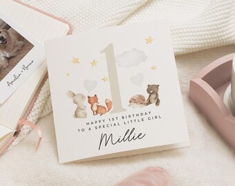 Cartão de aniversário de 1 ano para menina, Cartão de primeiro aniversário personalizado para menina, Cartão de aniversário de 1 ano para menina, Presente de aniversário de 1 ano para menina