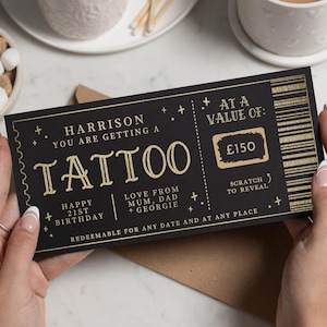 Tattoo Gutschein, Tattoo Fund, Gutschein Tattoo, Tattoo Geschenkkarte, Tattoo Rubbelkarte, Tattoo Reveal, Surprise Tattoo, Weihnachtsgeschenk