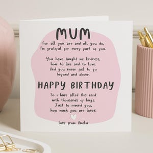 Cartão de aniversário para mãe, cartão de aniversário personalizado para mãe, cartão de aniversário com poema para mãe, cartão de aniversário com poema para mãe, cartão de aniversário para mãe, cartão de aniversário para mãe, presente de aniversário para mãe
