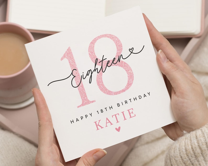 Personalised 18th Birthday Card Girl, Daughter 18th Birthday Card, 18th Birthday Gift For Granddaughter, Eighteenth Birthday, Milestone Card image 1