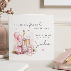 Cartão de aniversário de 50 anos para amiga, presente de aniversário de 50 anos para melhor amiga, presente de aniversário de 50 anos para mulheres, cartões de aniversário de 50 anos personalizados para ela, cartão de 50 anos
