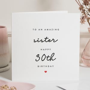 Carte personnalisée 30e anniversaire soeur, carte 30e anniversaire soeur pour elle, cadeau 30e anniversaire soeur, carte trentième anniversaire pour soeur