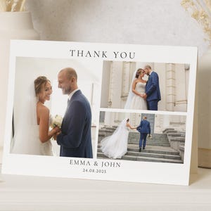 Einfache Dankeskarten Hochzeit mit Fotos, Hochzeitsfoto Danksagungskarten, gefaltete Danksagungskarten, Postkarte Dankeskarten Landschaft