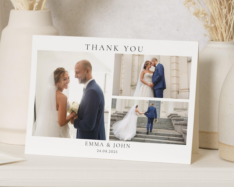 Simple Thank You Cards Wedding With Photos, Wedding Photo Thank You ...