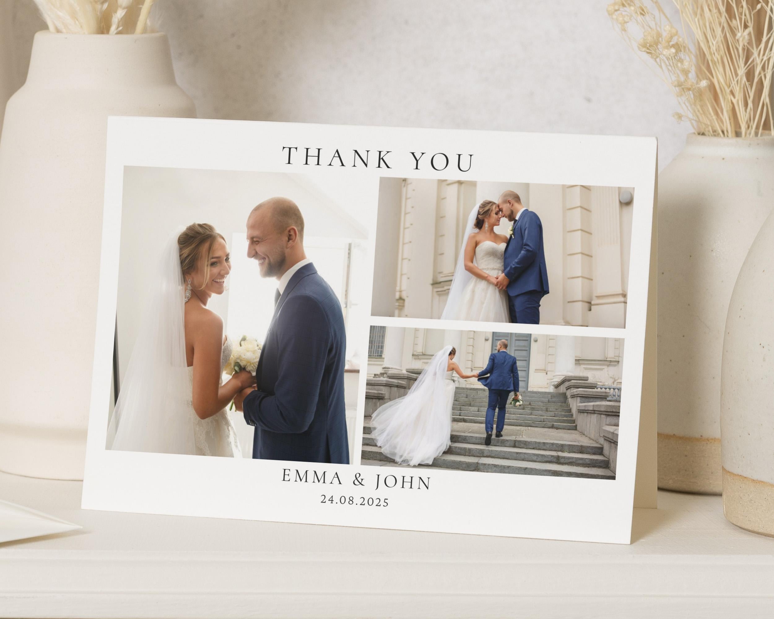 Simple Thank You Cards Wedding With Photos, Wedding Photo Thank You ...