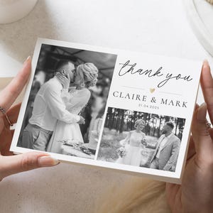 Schwarzweiße Danksagungskarten Hochzeitsfoto, personalisierte Hochzeit Dankeskarten, Postkarte Hochzeitskarte, Postkarte Dankeskarte Landschaft