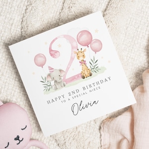 Tarjeta de segundo cumpleaños personalizada para sobrina, linda tarjeta para sobrina, tarjeta de segundo cumpleaños para sobrina, regalo de segundo cumpleaños para sobrina, regalo de cumpleaños especial para sobrina