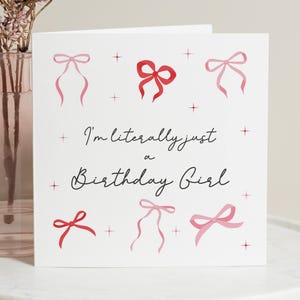 Carte d'anniversaire pour elle, carte d'anniversaire pour fille, carte d'anniversaire drôle, carte d'anniversaire mignonne, carte pour un ami, carte pour fille, carte avec noeud rose