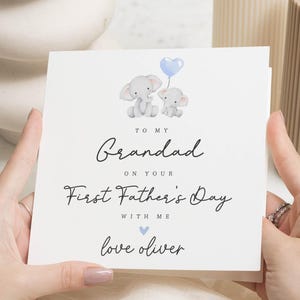 Tarjeta del Día del Padre para el Abuelo, Tarjeta del Día del Padre para un Bebé, Tarjeta de Elefante Personalizada, Tarjeta del Día del Padre para Él, Tarjeta Linda para el Abuelo