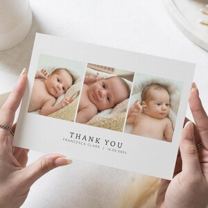 Cartes de remerciement avec photo pour bébé garçon, jolies cartes de remerciement pour bébé, cartes de remerciement personnalisées pour bébé fille, carte de remerciement pour bébé garçon