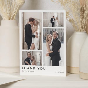 Personalisierte Dankeskarten Hochzeit, Hochzeit-Dankeskarten mit mehreren Fotos, Bearbeitbare Dankeskarten, Benutzerdefinierte Postkarten-Dankeskarten