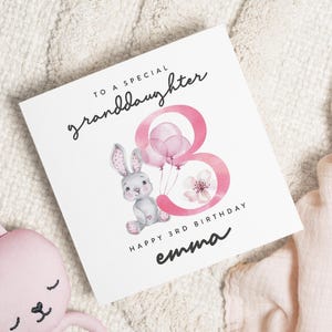 Granddaughter 3rd Birthday Card, Personalised Birthday Card For Granddaughter, Happy 3rd Birthday Granddaughter, 3rd Birthday Card For Girl