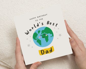 Birthday Card for Dad, Worlds Best Dad Birthday Card, Birthday Card for Him, Cute Birthday Card for Dad, Personalised Dad Card