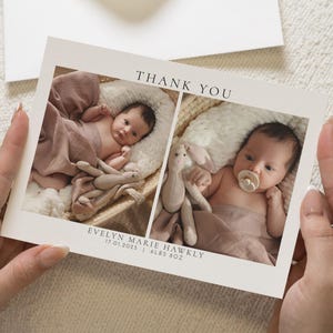 Cartes de remerciement photo bébé garçon, jolies cartes de remerciement pour bébé fille, cartes de remerciement personnalisées pour nouveau bébé fille, carte postale de bébé, carte de remerciement