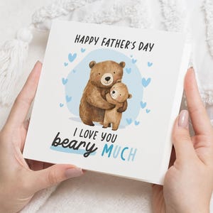 Carte de fête des pères, carte de fête des pères d'un enfant, carte d'ours pour papa, jolie carte de fête des pères, carte de Beary Much Je t'aime, carte pour lui