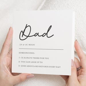 Dad Birthday Card, Fathers Day Card, Card for Dad, Birthday Card for Him, Dad Definition Card, Simple Fathers Day Card