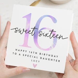 16. Geburtstagskarte für Tochter, Sweet Sixteen Geburtstagskarte, personalisierte Geburtstagskarte für Mädchen, spezielle Tochter Geburtstagskarte