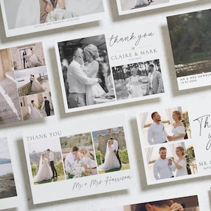 Cartes de remerciement personnalisées pour mariage avec photo, Cartes de remerciement pliées, Cartes de remerciement modernes pour mariage, Cartes de remerciement simples pour mariage image 4