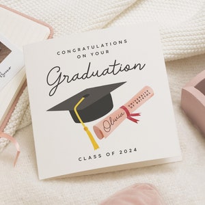 Gepersonaliseerde afstudeerkaart voor haar, afstudeerkaart gefeliciteerd, afstudeerkaart zoon, kleindochter afstuderen, klas van 2024
