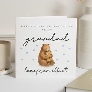 First Fathers Day Card for Grandad, Fathers Day Card from Grandchild, Cute Bear Card, Personalised Fathers Day Card, Grandad Card