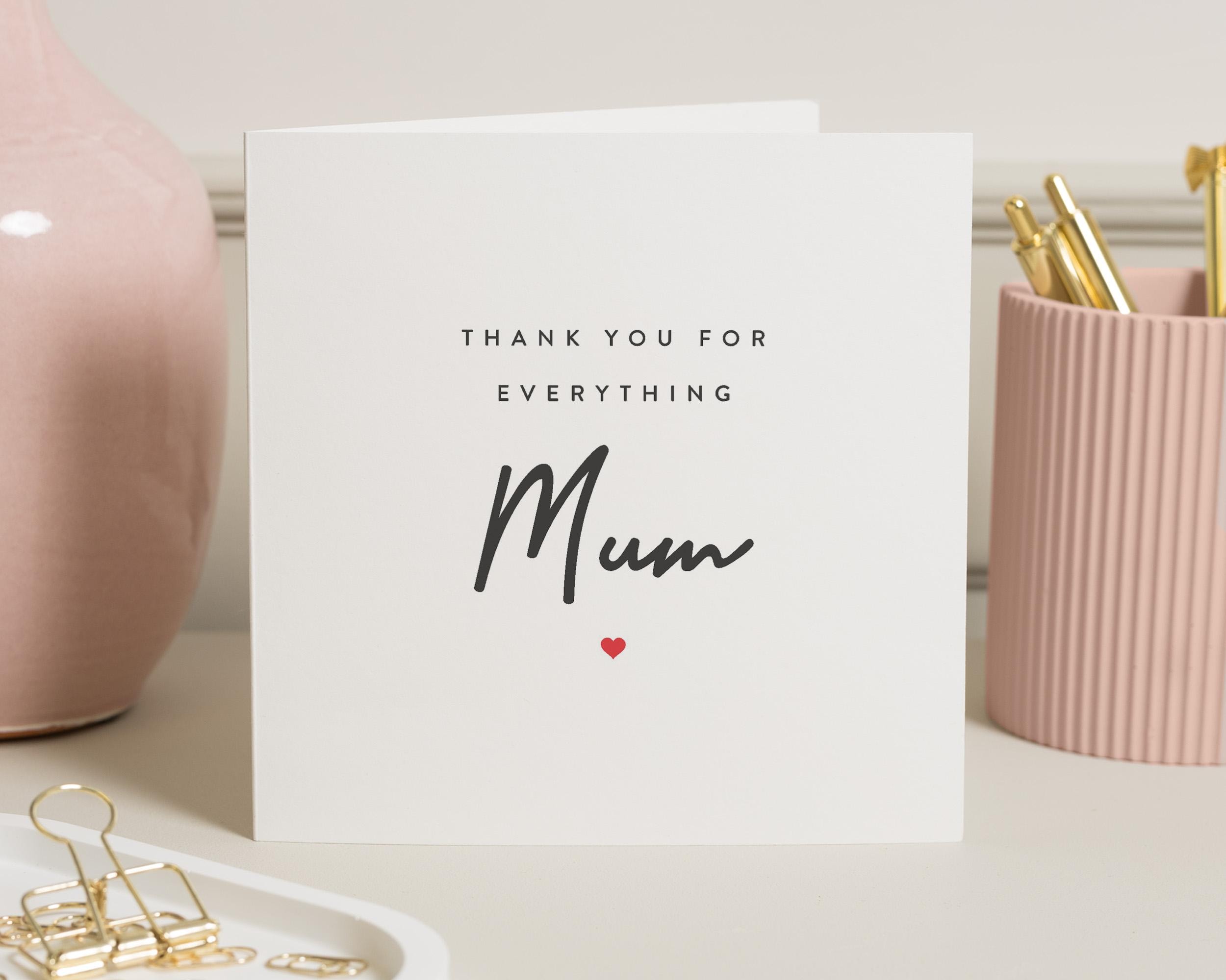 Thank You Mum Card, Mum Birthday Card for Her, Mum Thank You Gift ...