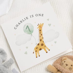 Biglietto di auguri per il primo compleanno di un bambino, biglietto di auguri personalizzato con giraffa, biglietto di auguri per il primo compleanno, biglietto di auguri safari, biglietto di auguri per il figlio
