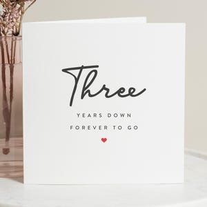 Tarjeta de 3.er aniversario para esposo, tarjeta de 3.er aniversario para esposo, regalo de 3.er aniversario, 3 años juntos, esposa