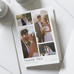 Cartes de remerciement simples avec photo pour mariage, Cartes de remerciement personnalisées Mariage, Cartes de remerciement pliées, Cartes postales de remerciement pour mariage