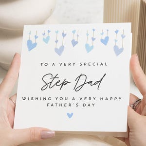 Carte de fête des pères pour beau-père, carte de fête des pères beau-père, carte de fête des pères de beau-fils, carte spéciale beau-père, carte coeurs bleus