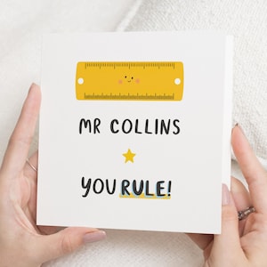 Carte de remerciement pour professeur, carte de remerciement pour professeur, carte règle, carte de professeur personnalisée, carte de fin d'année, jolie carte de remerciement