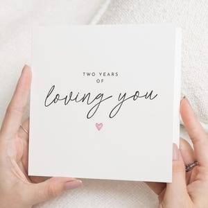 Biglietto di auguri per il 2° anniversario, biglietto di auguri per il 2° anniversario di matrimonio, biglietto di auguri per 2 anni di amore, 2° anniversario, biglietto di auguri per l'anniversario in cotone