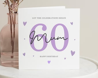 Carte pour les 60 ans de maman, Carte d'anniversaire personnalisée pour ses 60 ans, Carte pour un anniversaire important