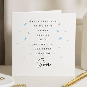 Biglietto di auguri per il figlio, biglietto di auguri per il figlio, biglietto di auguri per lui, biglietto di auguri personalizzato, biglietto di auguri per un figlio gentile, divertente e forte