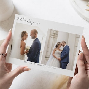 Einfache personalisierte Danksagungskarten Hochzeit, Hochzeits-Danksagungskarten mit Foto, gefaltete Dankeskarten, Postkarte Dankeskarten Landschaft