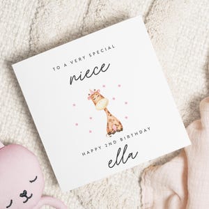 Carte personnalisée de 2e anniversaire nièce, jolie carte nièce, 2e carte d'anniversaire pour nièce, cadeau deuxième anniversaire nièce, cadeau d'anniversaire spécial nièce