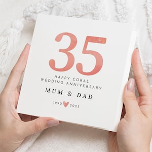 35th Wedding Anniversary Card for Mum and Dad, Coral Anniversary Card, Personalised Anniversary Card, 35 Years Married Card
