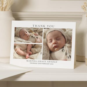 Baby Thank You Cards, Custom New Baby Folded Cards, Baby Photo Thank You Cards, Postcard Thankyou Cards, Editable Thank You Notes From Baby